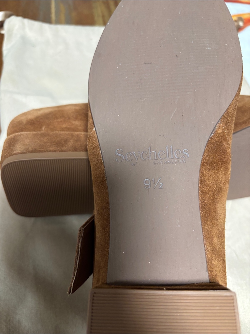 Seychelles Cognac Suede Mary Jane Flats with Buckle 9.5 - Picture 2 of 5